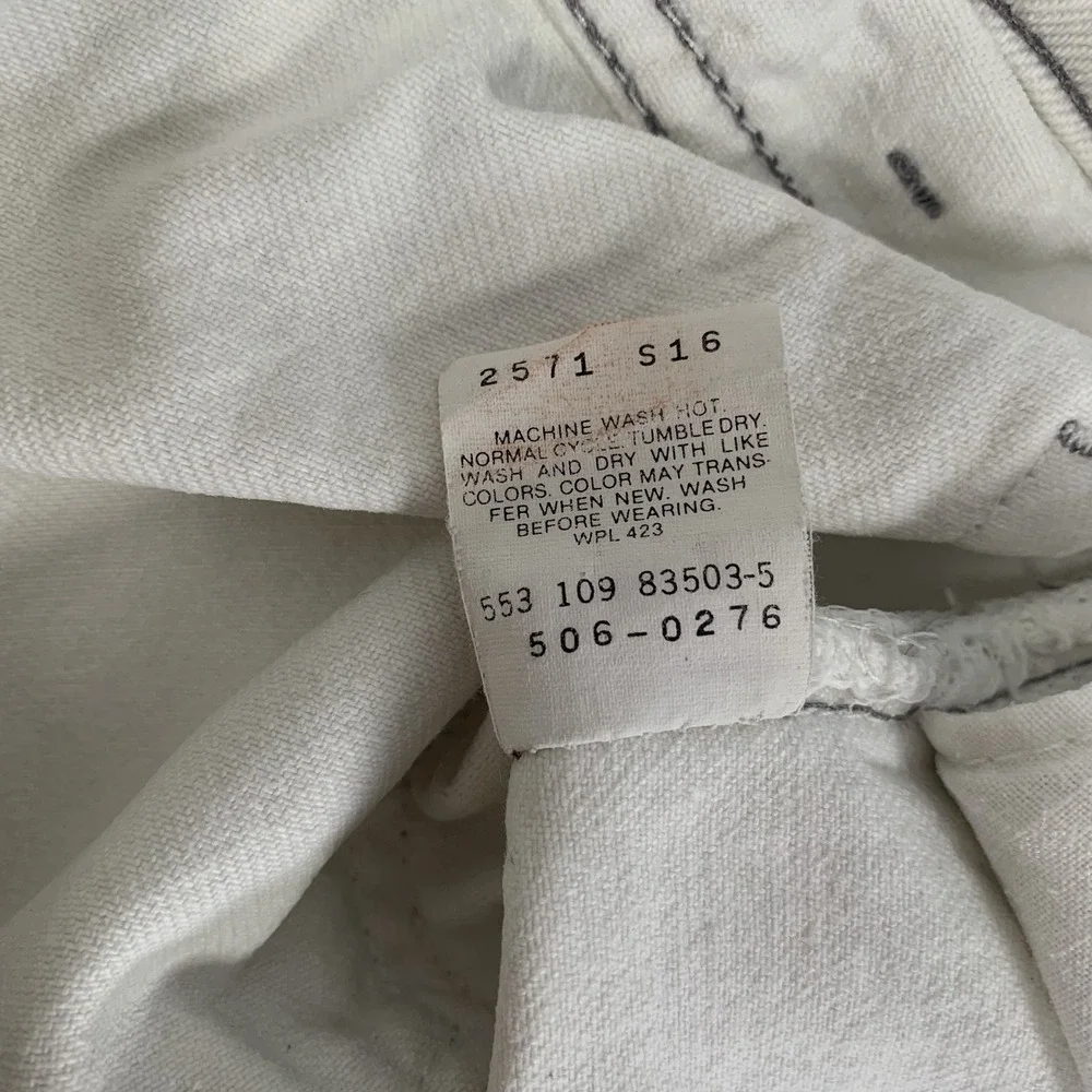 Vintage Levi's 506 Jeans Mens 34x32 White Made in USA Straight Leg